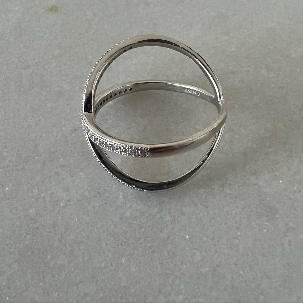 Sterling Silver Micro Pave Criss Cross Ring - Picture 10 of 16